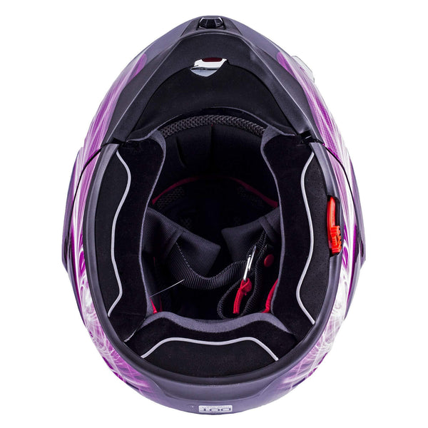 Typhoon G339 Women's Modular Full Face Motorcycle Helmet Flip-Up Dual Visor DOT (Pink Large)