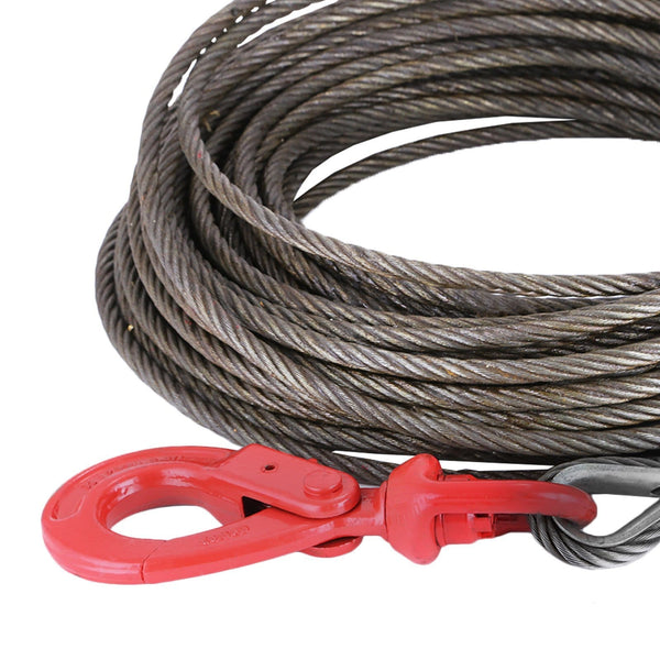 Mophorn Winch Cable 3/8Inch x 100Ft Replacement Wire Rope 4400LBS Fiber Core Self Locking Swivel Hook