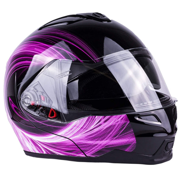 Typhoon G339 Women's Modular Full Face Motorcycle Helmet Flip-Up Dual Visor DOT (Pink Large)