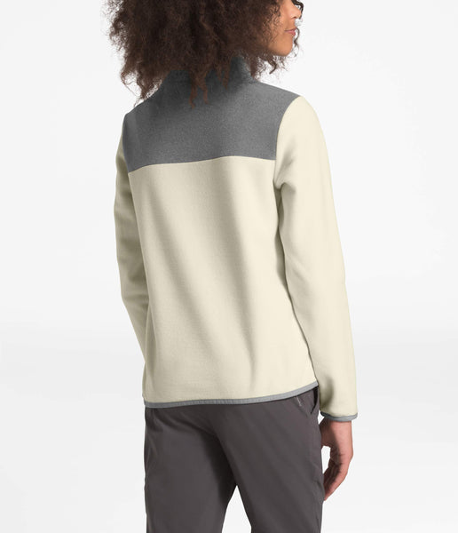 The North Face Girls' Glacier Quarter Snap Fleece Jacket, Vintage White/TNF Medium Grey Heather, S