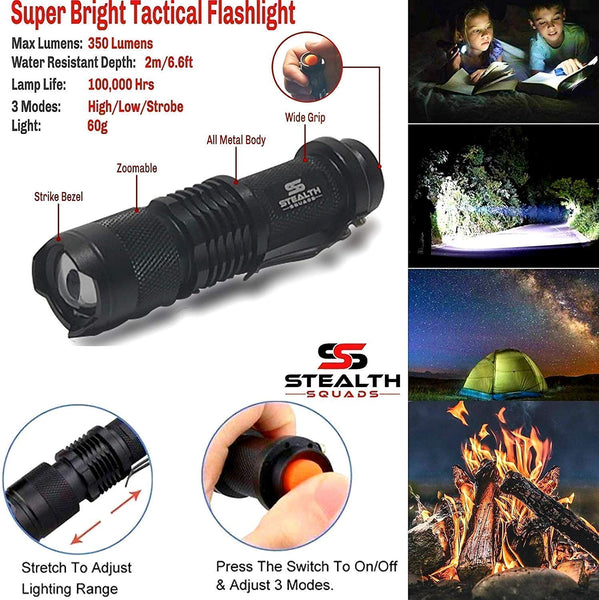 STEALTH SQUADS 42 in 1 Survival Military Pouch KIT, Premium Tactical Pocket Knife, First AID KIT, EDC Multi-Tool USE for Camping, Hiking, Biking, Outdoor Safety Gears w/Bonus E-Book (Black)