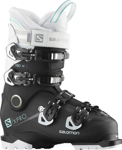SALOMON X Pro X80 CS Ski Boots Womens Sz 8/8.5 (26/26.5) Black/White/Aruba Blue