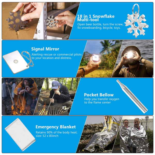 Naubr Camping Gear 15 in 1 Survival Gear kit,Tactical Survival Tool for Cars, Camping, Hiking, Hunting, Adventure Accessories