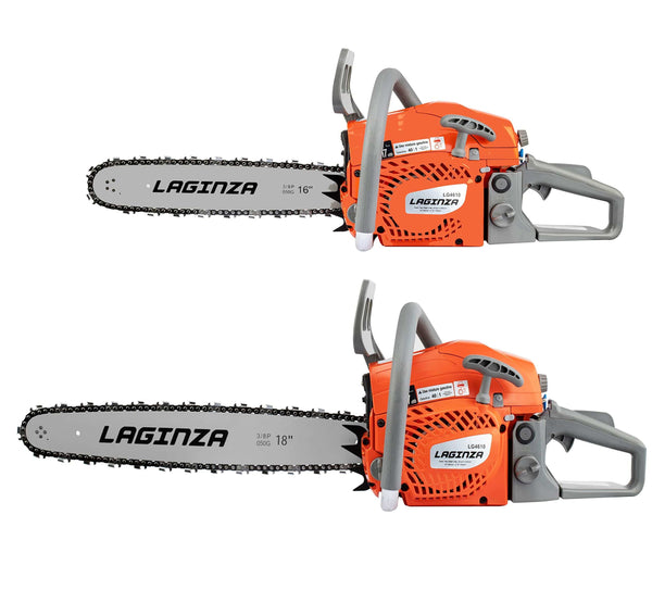 LaGinza LG4610 46CC 16-inch 18-inch 2IN1 Gas Powered Chainsaw with Carrying Case, Orange/Gray