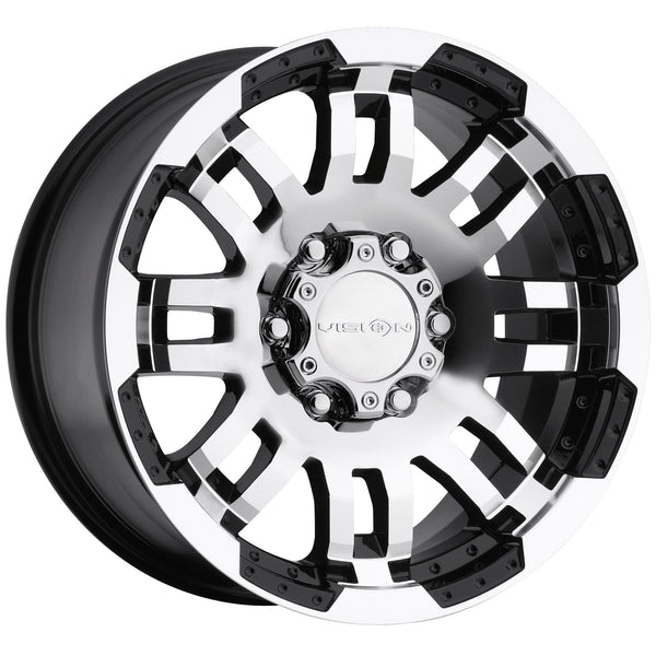 Vision Warrior 375 Gloss Black Machined Face Wheel (16x8"/6x139.7mm) - Ultra Pickleball