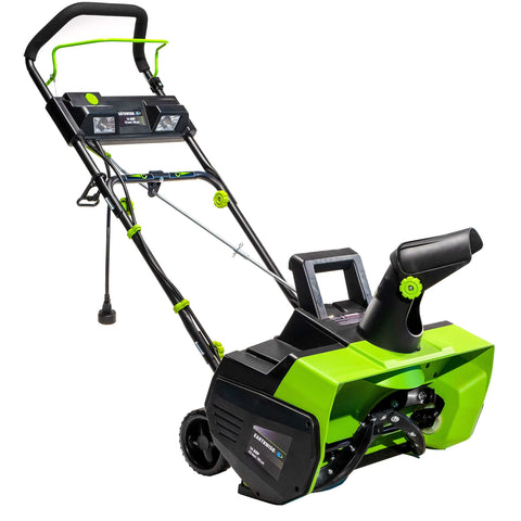 Earthwise SN71022 22-Inch 14-Amp Snow Thrower with LED Lights, Green/Black