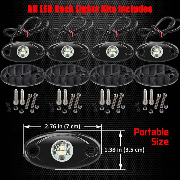 4 Pods LED Rock Lights, Ampper Waterproof LED Neon Underglow Light for Car Truck ATV UTV SUV Jeep Offroad Boat Underbody Glow Trail Rig Lamp (Blue)