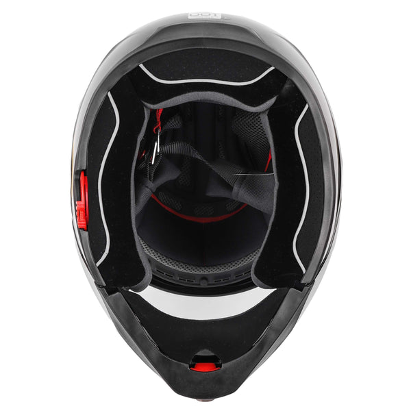 Typhoon G339 Dual Visor Modular Full Face Snowmobile Helmet With Heated Shield, Breath Box (Gloss Black, Medium)