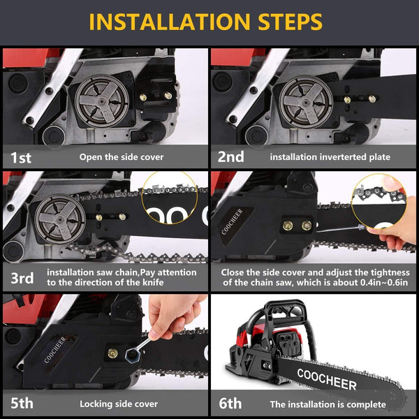 emdaot 58CC 20" Gas Powered Chainsaw 2 Stroke Handheld Gasoline Chain Saw with Tool Kit