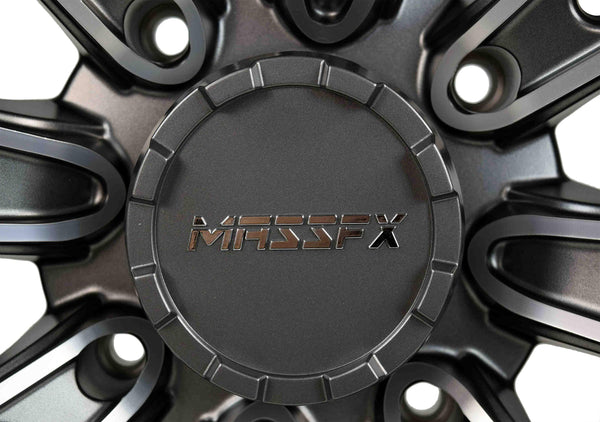 14 inch MASSFX QUAKE 14x7 4/156 ATV UTV Rims Gun Metal Grey Finish RZR Gunmetal Gray Wheels - 4 Pack with Lug Nuts