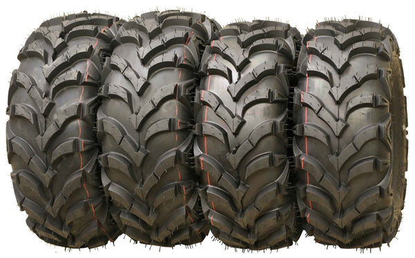 Set of 4 WANDA ATV/UTV Tires 25X8-12 25X10-12 P341 Solid Deep Tread for 2004-2013 YAMAHA RHINO 450 660 700