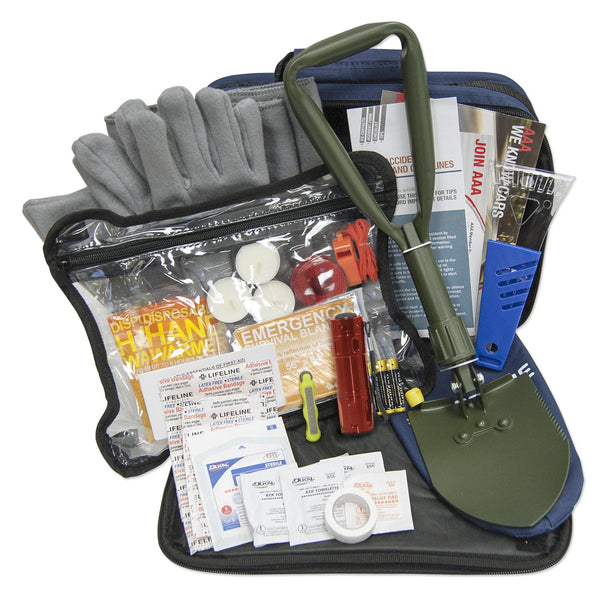 Lifeline 4390AAA AAA Severe Weather Road Safety Kit-66 Pieces-Featuring Emergency Folding Shovel, Fleece Set, Fire Starter, Flashlight and More