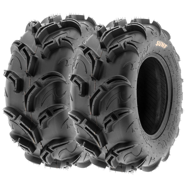 Set of 4 SunF Warrior AT Mud & Trail 26x9-12 Front & 26x11-12 Rear ATV UTV Off-Road Tires, 6 PR, Tubeless A048