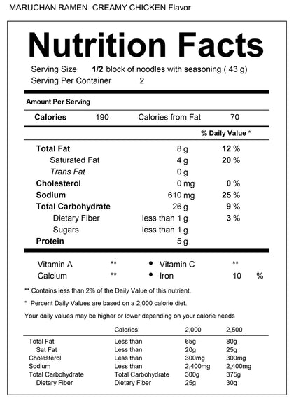 Maruchan Ramen Creamy Chicken Flavor, 3 oz, 24 pack