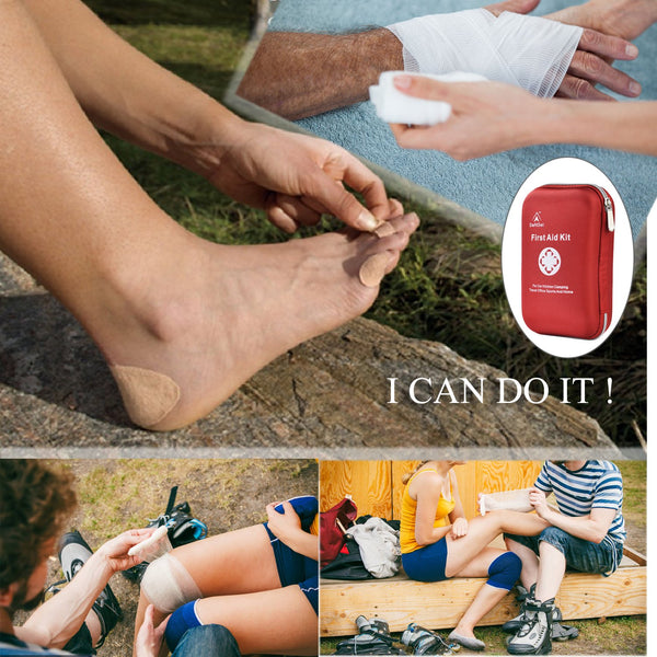 DeftGet First Aid Kit - 163 Piece Waterproof Portable Essential Injuries & Red Cross Medical Emergency Equipment Kits : for Car Kitchen Camping Travel Office Sports and Home