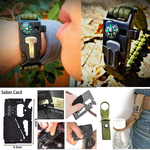 STEALTH SQUADS 42 in 1 Survival Military Pouch KIT, Premium Tactical Pocket Knife, First AID KIT, EDC Multi-Tool USE for Camping, Hiking, Biking, Outdoor Safety Gears w/Bonus E-Book (Black)