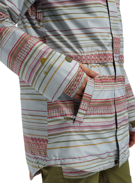 Burton Women's Gore-Tex Kaylo Jacket, Aqua Gray Revel Stripe, Medium