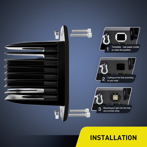 Nilight 2PCS 18W Flood LED Work Light Driving Lights Led Light Bar Off Road Led Lights Flush Mount for Jeep Truck Tacoma Bumper ATV UTV,2 Years Warranty