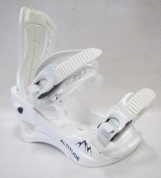 ALTITUDE" Snowboard BINDINGS (White) L/XL (Men 8.5-13 Women 9.5+) Compatible with 4X4, Burton 3D, Burton EST