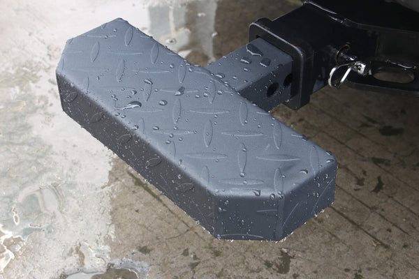 OKLEAD Heavy Duty Truck SUV Hitch Step Textured Black Towing Bumper Guard Hitch Steps Fits 2" Receivers Weight Capacity 220 LBS with Pin Lock and Stabilizer