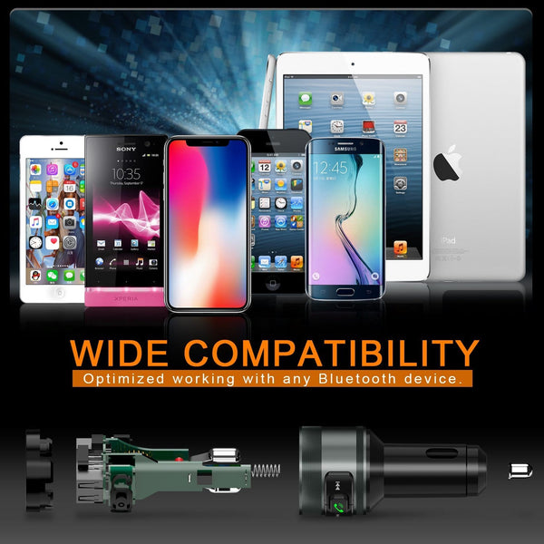 IMDEN Bluetooth FM transmitter for car, 3.0 Wireless Bluetooth FM Radio Adapter Music Player FM Transmitter/Car Kit with Hands Free Calling and 2 USB Ports Charger Support USB Drive