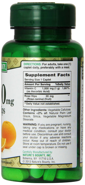 Nature's Bounty Vitamin C 1000 mg w/Rose Hips, 100 Caplets