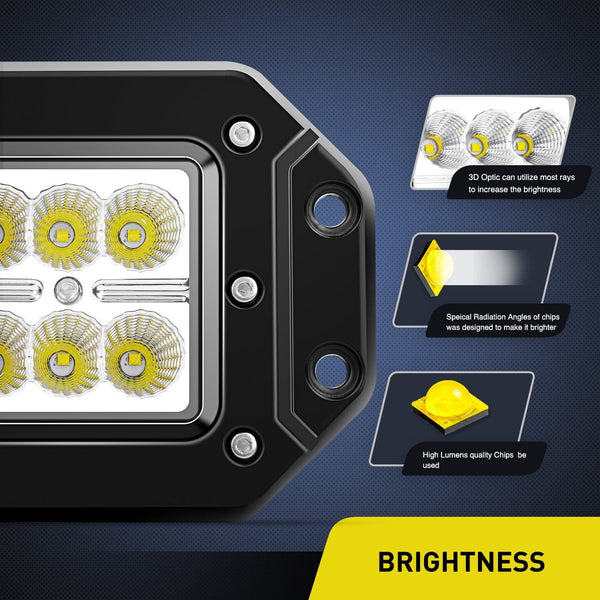 Nilight 2PCS 18W Flood LED Work Light Driving Lights Led Light Bar Off Road Led Lights Flush Mount for Jeep Truck Tacoma Bumper ATV UTV,2 Years Warranty