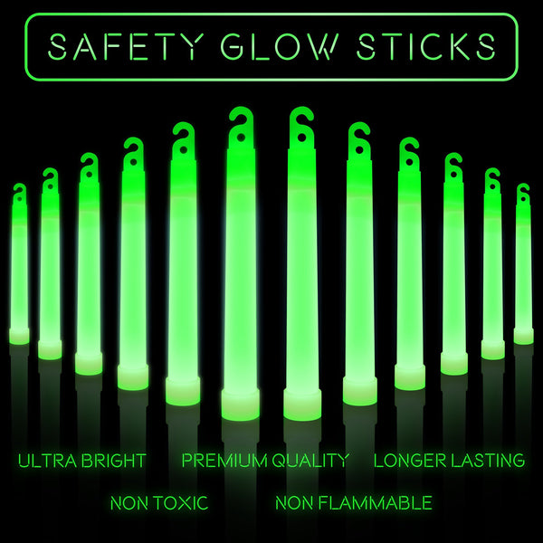 12 Ultra Bright Glow Sticks - Emergency Light Sticks for Camping Accessories, Parties, Hurricane Supplies, Earthquake, Survival Kit and More - Lasts Over 12 Hours (Green)