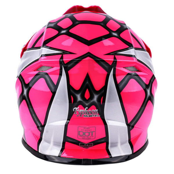 Typhoon Kids Youth Offroad Helmet DOT Motocross ATV Dirt Bike MX Motorcycle Spiderman Pink, Medium