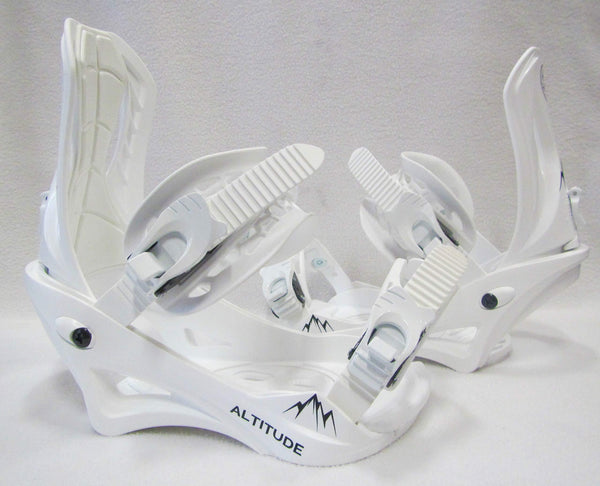 ALTITUDE" Snowboard BINDINGS (White) L/XL (Men 8.5-13 Women 9.5+) Compatible with 4X4, Burton 3D, Burton EST
