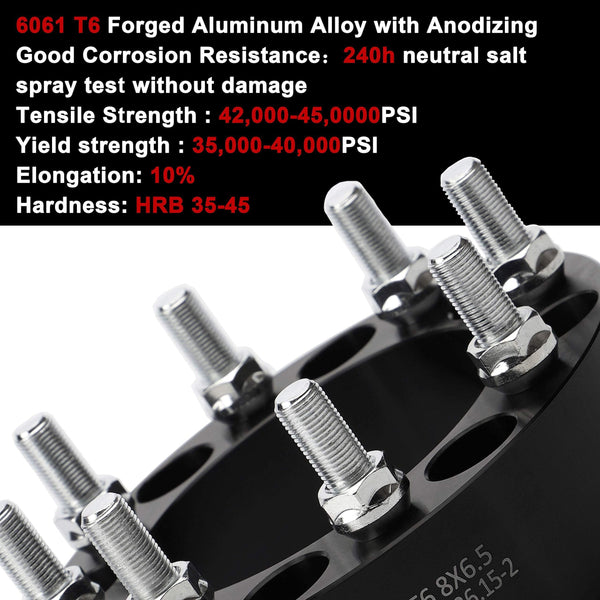 2PCS 8x6.5 to 8x6.5 Wheel Spacers 2 inches with 9/16-18 Studs for 1994-2010 Dodge Ram 2500 3500, 1967-1997 Ford F350,E-150 E-250 E-350 Econoline