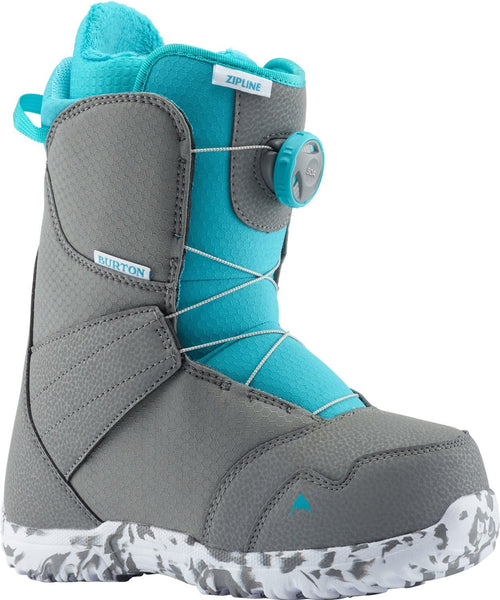 Burton Zipline BOA Snowboard Boots Kid's Sz 6 Gray/Surf Blue