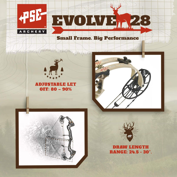 PSE Evolve 28 Compound Bow - 70 lb. Draw Weight - Tan