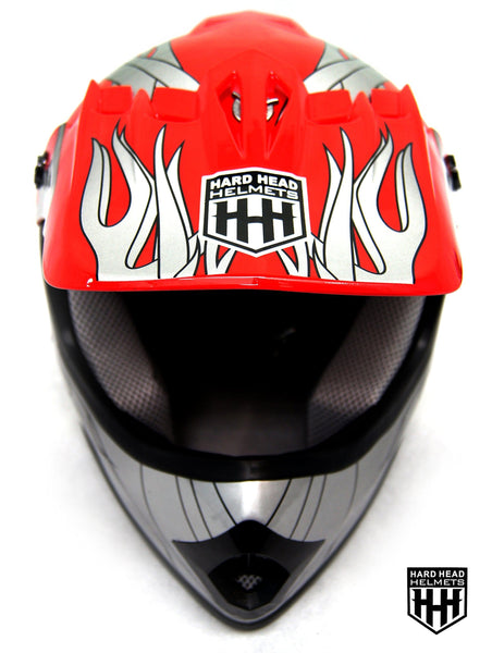 SmartDealsNow - HHH DOT Youth & Kids Helmet for Dirtbike ATV Motocross MX Offroad Motorcyle Street bike RED FLAME (Small)