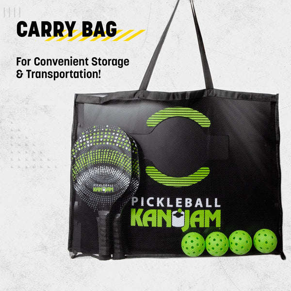 Kan Jam Pickleball - Play Pickleball Anywhere - Team Based Pickle Ball Game - Includes 4 Pickleball Paddles & 4 Pickleballs,Black/Green