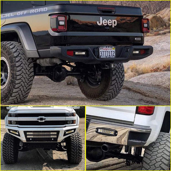 Flush Mount LED Pods, Yvoone-Auto 2Pcs 7 Inch 96W bumper led lights flush mount Spot Flood Combo Driving Light Work Light Bar Fog lights for Jeep, Truck, SUV, Backup