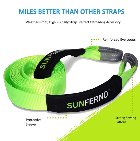 Ultimate Tow Recovery Strap 35000lb - Recover Your Vehicle Stuck in Mud/Snow - Heavy Duty 3" x 20' Winch Snatch Strap - Protective Loops, Water-Resistant - Off Road Truck Accessory - Bonus Storage Bag