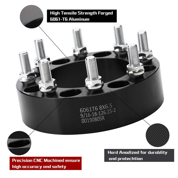 2PCS 8x6.5 to 8x6.5 Wheel Spacers 2 inches with 9/16-18 Studs for 1994-2010 Dodge Ram 2500 3500, 1967-1997 Ford F350,E-150 E-250 E-350 Econoline