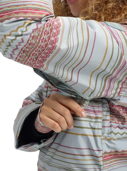 Burton Women's Gore-Tex Kaylo Jacket, Aqua Gray Revel Stripe, Medium