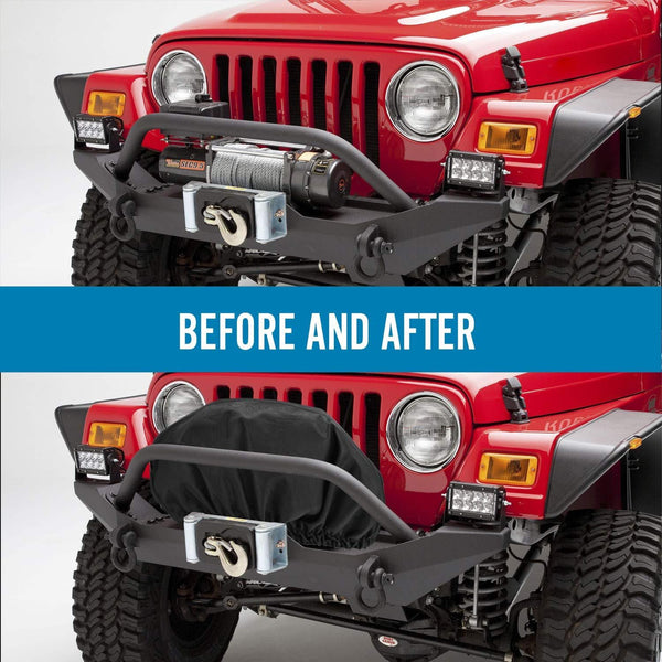 Seven Sparta Winch Cover for Electric Winch Up to 17500 Lbs, Waterproof Winch Protector, 1680D Oxford Winch Cover, 24" W x 10" H x 7" D (Black)