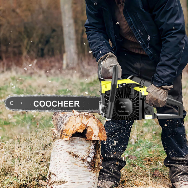 OppsDecor CS5900 58cc Gas Powered Chainsaw 20 Inch 2 Cycle Rancher Gas Chain Saw for Cutting Wood with Tool Kit (US Stock) (Light Green)