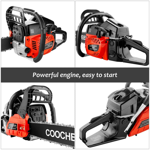 couply Powerful Gas Chainsaw, 58CC 20" Chain Saw Cordless Gas Powered Chainsaw with 2 Stroke, Handed Petrol Gasoline Saw Woodcutting Saw for Garden, Farm and Ranch with Tool Kit