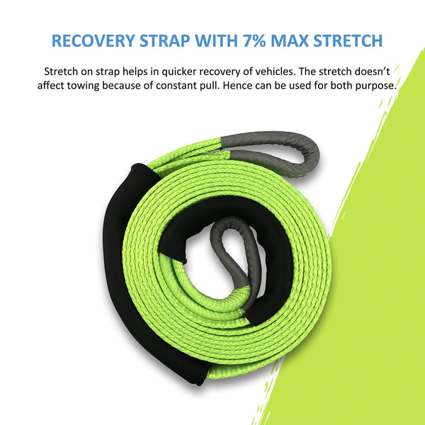 Ultimate Tow Recovery Strap 35000lb - Recover Your Vehicle Stuck in Mud/Snow - Heavy Duty 3" x 20' Winch Snatch Strap - Protective Loops, Water-Resistant - Off Road Truck Accessory - Bonus Storage Bag