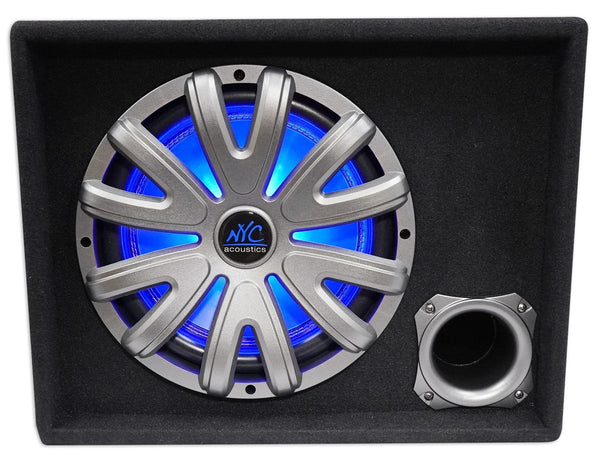 NYC Acoustics NSE12L 12" 1200W Powered/Amplified Car Subwoofer/Sub Enclosure+LED