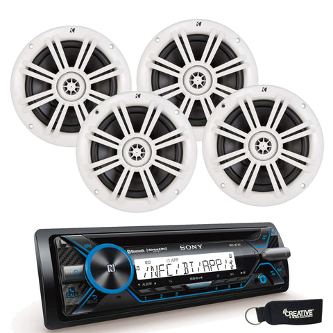 Sony MEX-M71BT Marine CD & Bluetooth Receiver Package with Kicker White 6.5" Marine Speakers (2 Pair)