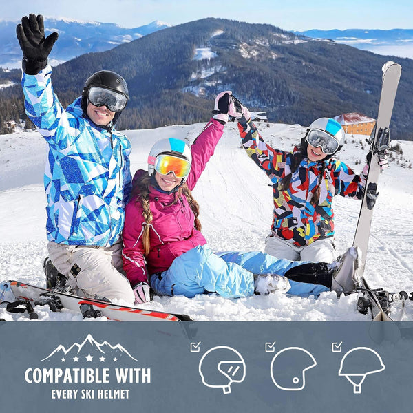 OlarHike Ski Snow Goggles for Men and Women, Anti-Fog Over Glasses Snowboard Goggles with UV Protection, Windproof Dual Lens Goggles for Skiing & Skating & Outdoor Sport, UV400