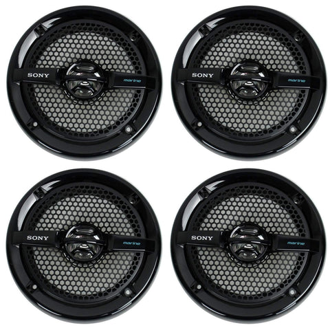 Sony 4 XS-MP1611b 6.5" 280 Watt Dual Cone Marine Speakers Stereo Black XSMP1611 (Black)