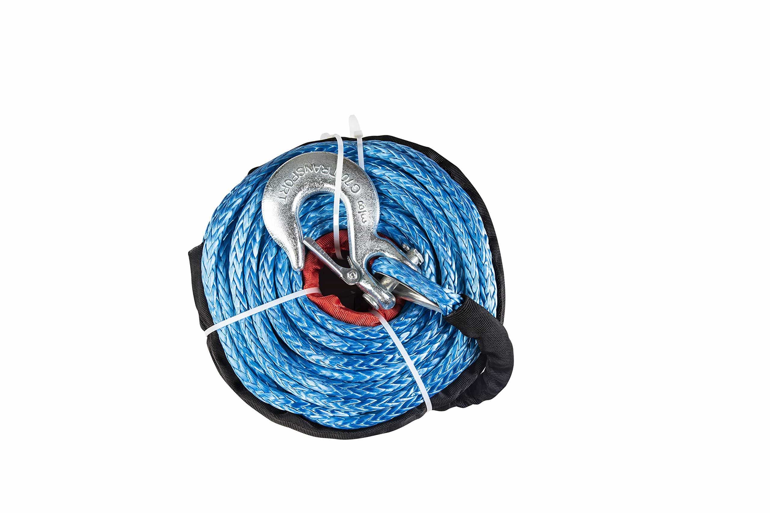 ZE SUPER SK75 3/8 x 100ft Dyneema Synthetic Winch Rope with Hook