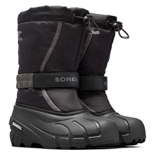 Sorel - Youth Flurry Winter Snow Boots for Kids, Black/City Grey, 1 M US