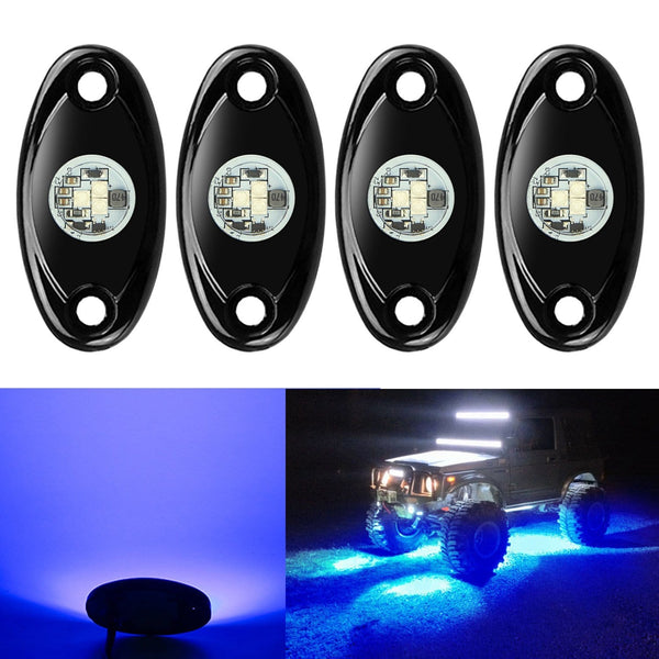 4 Pods LED Rock Lights, Ampper Waterproof LED Neon Underglow Light for Car Truck ATV UTV SUV Jeep Offroad Boat Underbody Glow Trail Rig Lamp (Blue)